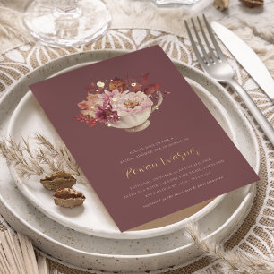 Herbstfloraler Teacup Herbst Brautparty Tee Folieneinladung