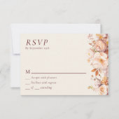 Herbstflorales Burgundy Cream Wedding RSVP (Vorderseite)