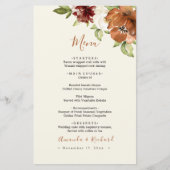 Herbstflorales, dunkles Orangefarbenes Hochzeitsme (Vorderseite)