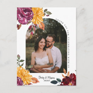 Herbstflorales mit kühner Wasserfarbe blühen Danke Postkarte