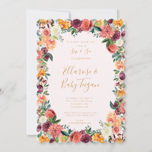 Herbstfloralholz - Einladung (Vorderseite)