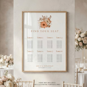 Herbstflorals 8 Tisch Hochzeit Sitzplan Poster
