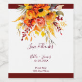 Herbstflorblättern Hochzeitweilige Weinetiketten Weinetikett (Einzelnes Label)