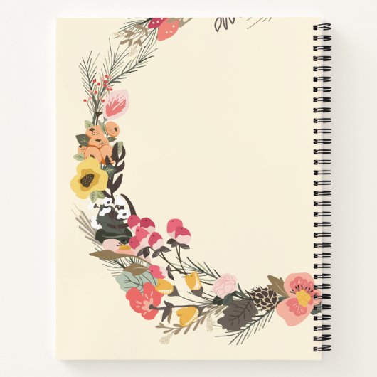 Herbstflorenreath Gelb Grün mit Namen Notizblock (Rückseite)