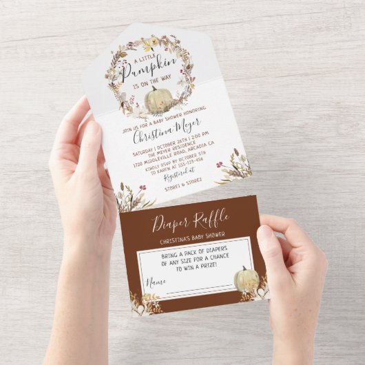 Herbstflorentaucher-Kinderdusche und Windelwanne All In One Einladung (Abreißen)