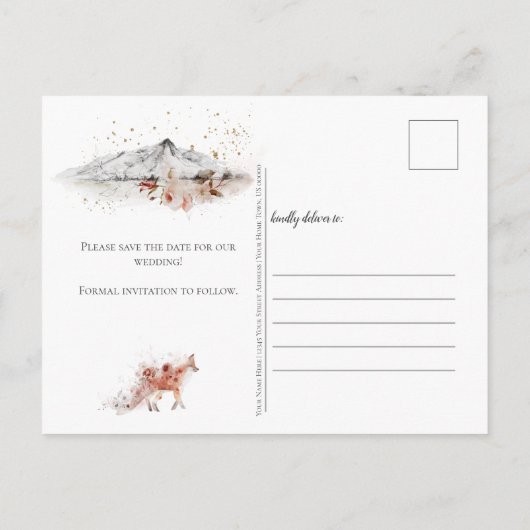 Herbstflorfüchse Save the Date | Ankündigungspostkarte (Rückseite)