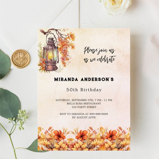 Herbstflorieren orange Vintag Einladungspostkarte