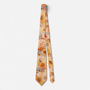 Herbstflormuster B01 L Orange BG Krawatte