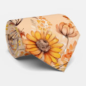 Herbstflormuster B01 L Orange BG Krawatte (Gerollt)