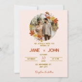 Herbstflorrahmen Foto Hochzeitseinladung Einladung (Vorderseite)