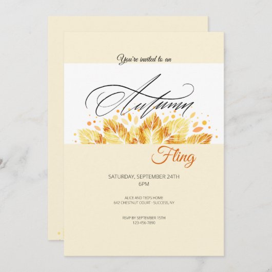 Herbstflug Einladung (Vorne/Hinten)