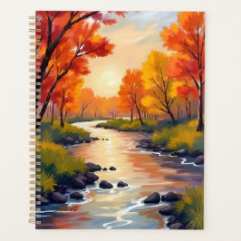 Herbstfluss | Herbstlaub Natur Aquarell Planer