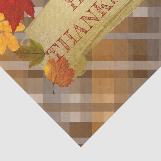 Herbstfoliage auf Kariertem glücklichen Erntedankf Seidenpapier (Ausschnitt)