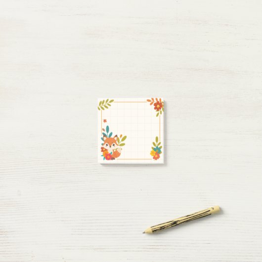 Herbstfox-Blätter und Blume Post-it Klebezettel (Auf Schreibtisch)