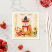 Herbstfox Hallo Fall Sonnenblumen Pumpkins Serviette (Beispiel)