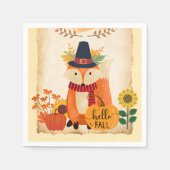 Herbstfox Hallo Fall Sonnenblumen Pumpkins Serviette (Vorderseite)