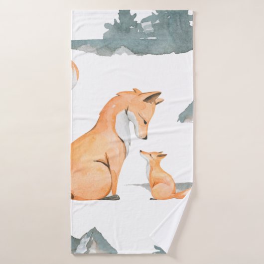 Herbstfox. Handgemalte Aquarelltafel Badehandtuch (Badehandtuch)