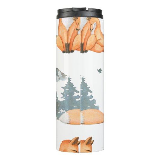 Herbstfox. Handgemalte Aquarelltafel Thermosbecher (Rückseite)