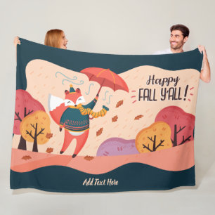 HerbstFOX Happy Fall Ya'll Personalisierte DECOR Fleecedecke
