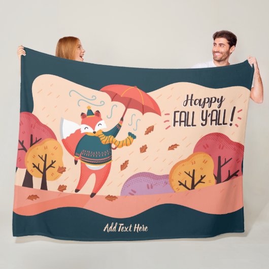 HerbstFOX Happy Fall Ya'll Personalisierte DECOR Fleecedecke (Beispiel)