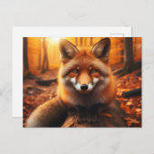 Herbstfox in ästhetischer und Niedlicher Waldschmi Postkarte (Vorne/Hinten)