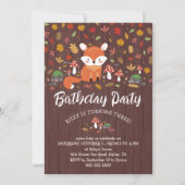 Herbstfox Kids Woodland Geburtstagsparty Einladung (Vorderseite)