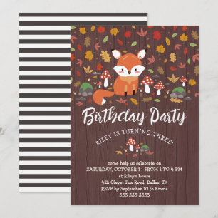 Herbstfox Kids Woodland Geburtstagsparty Einladung