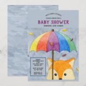 Herbstfox Kinderdusche Einladung (Vorne/Hinten)