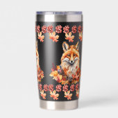 Herbstfox mit Herbstlauben - Saisonale Wildlife Co Thermobecher (Rückseite)