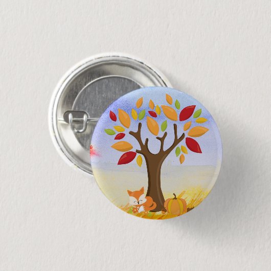 Herbstfox mit Pumpkin Button (Vorne & Hinten)