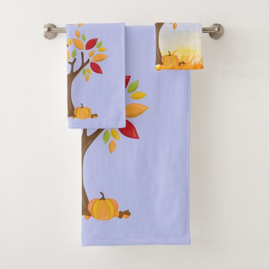 Herbstfox mit Pumpkin Fall Thema Badhandtuch Set (Insitu)