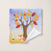 Herbstfox mit Pumpkin Fall Thema Badhandtuch Set (Waschlappen)