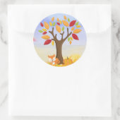 Herbstfox mit Pumpkin Runder Aufkleber (Tasche)