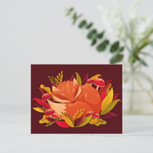 Herbstfox Postkarte (Stehend Vorderseite)