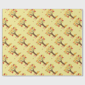 Herbstfox unter Baum mit Kürbis Geschenkpapier (Flach)