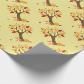 Herbstfox unter Baum mit Kürbis Geschenkpapier (Ecke)
