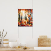 Herbstfox Wasserfarben Kunst Poster (Küche)