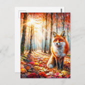 Herbstfox Wasserfarben Kunst Postkarte (Vorne/Hinten)