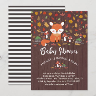 Herbstfox Woodland Babydusche Einladung