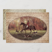 Herbstfoxjagt mit Kalligraphiekarte Feiertagskarte (Vorne/Hinten)