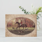 Herbstfoxjagt mit Kalligraphiekarte Feiertagskarte (Stehend Vorderseite)