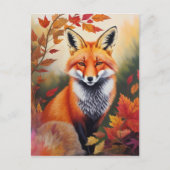 Herbstfoxmalerei Postkarte (Vorderseite)