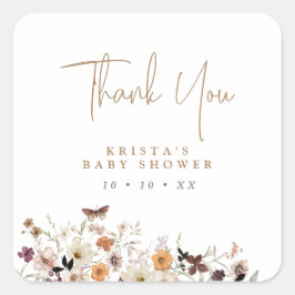 Herbstfrei Blume Baby in Blütendusche Quadratischer Aufkleber