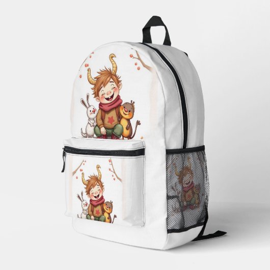 „Herbstfreunde – Ein Tag voller Lachen“ Bedruckter Rucksack (Rückseitige Ecke Rechts)