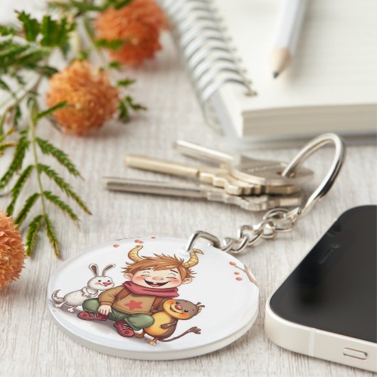 „Herbstfreunde – Ein Tag voller Lachen“ Schlüsselanhänger (Vorderseite rechts)