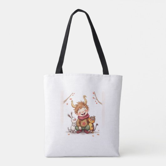 „Herbstfreunde – Ein Tag voller Lachen“ Tasche (Rückseite)