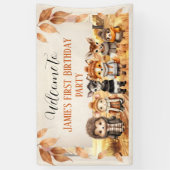 Herbstfreunde Niedliche Tiere 1 Geburtstag Willkom Banner (Vertikal)