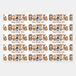 Herbstfreunde Niedliche Waldtiere Name Personalisi Geschenkpapier Set