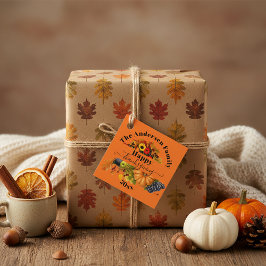Herbstfrucht Blume und Blätterteiggebäck Geschenkanhänger