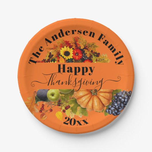 Herbstfrucht Blume und Blätterteiggebäck Pappteller (Vorderseite)